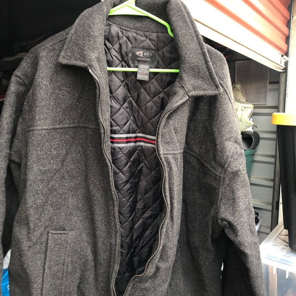 ID Wear Men’s Charcoal Wool Blend Full Zip Jacket Size Large - Picture 2 of 9